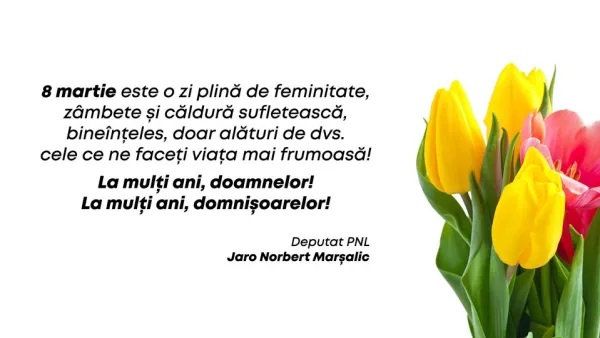 Deputatul Jaro Marșalic: „La mulți ani, doamnelor! La mulți ani, domnișoarelor!”