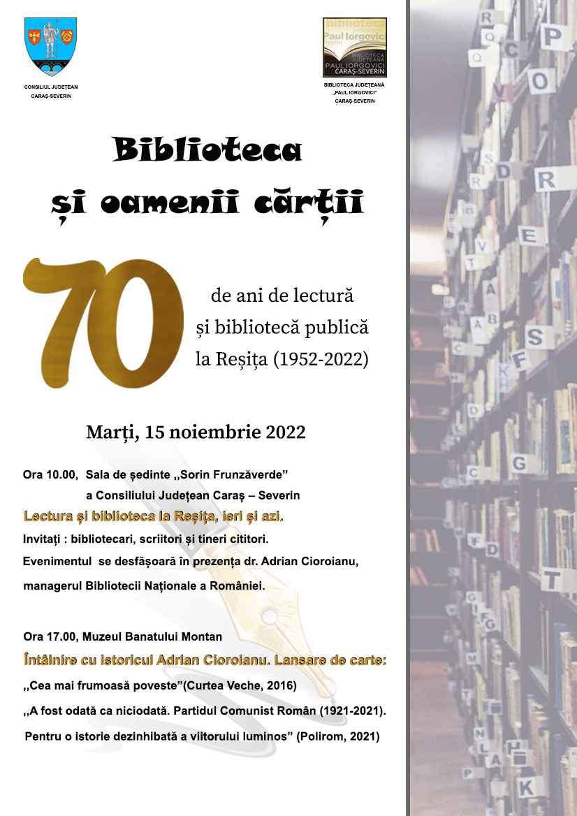 Au trecut 70 de ani de lectură și Bibliotecă Publică la Reșița!