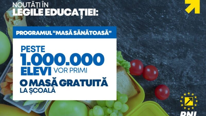 Deputat Jaro Marșalic: Anul școlar 2023-2024 aduce pentru cel puțin un milion de elevi posibilitatea de a beneficia de o masă gratuită la școală!