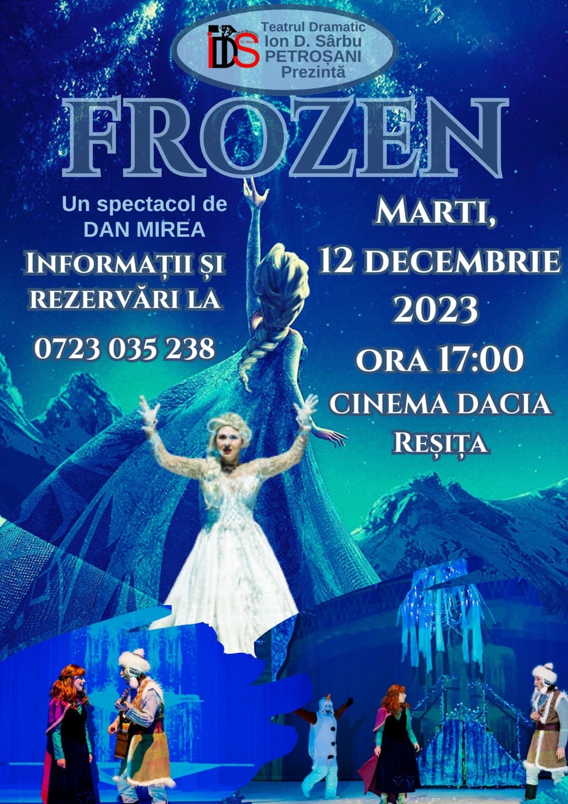 „Frozen – Regatul de gheață” marți, 12 decembrie, ora 17:00 la Cinematograful Dacia