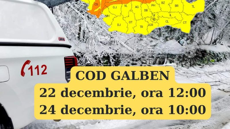 Județul Caraș-Severin sub COD PORTOCALIU de viscol puternic în zona montană și COD GALBEN de intensificări ale vântului, viscol și ninsori moderate cantitativ la munte